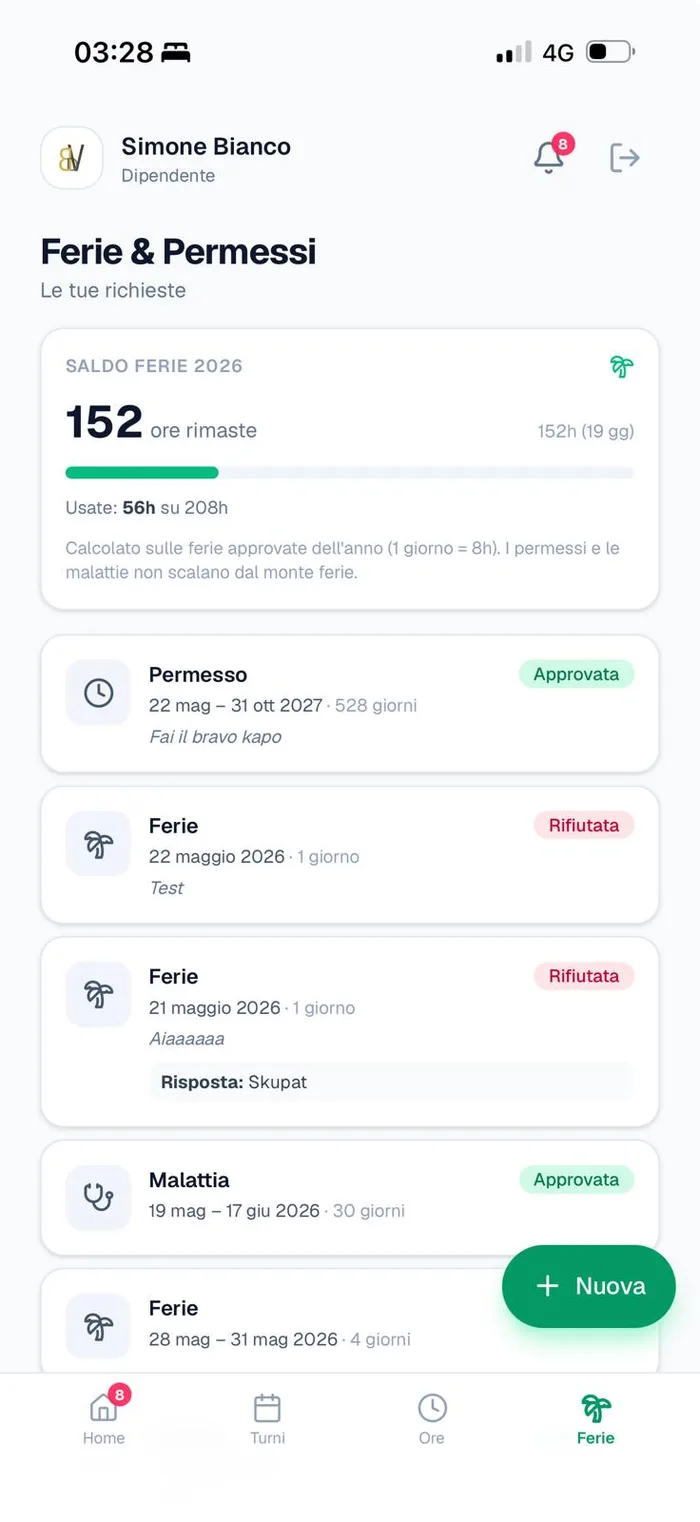 Gestione turni e presenze