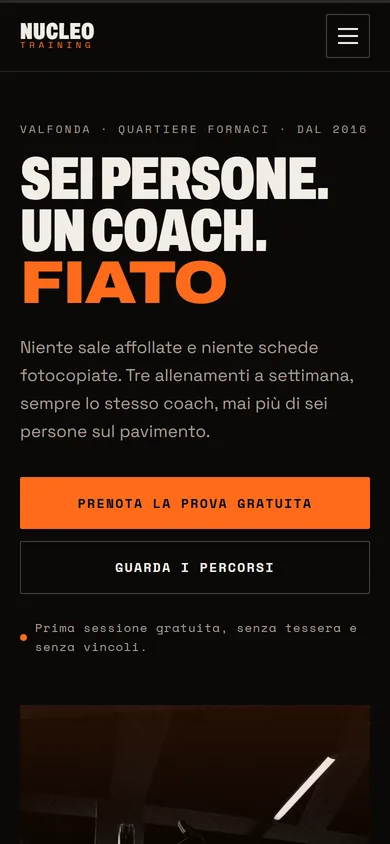 Schermata del sito di esempio Nucleo Training