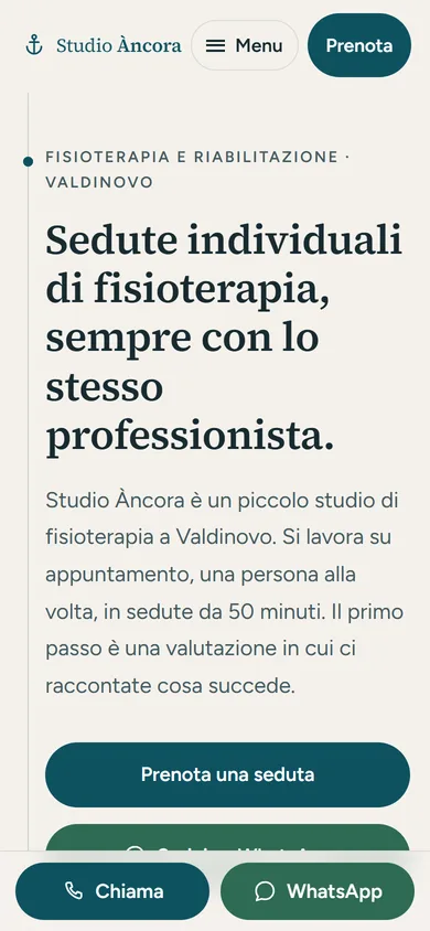 Schermata del sito di esempio Studio Àncora